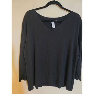 Chicos‎ Platinum Black V-Neck Long Sleeve Top Modal Spandex Size 3 XL 34262